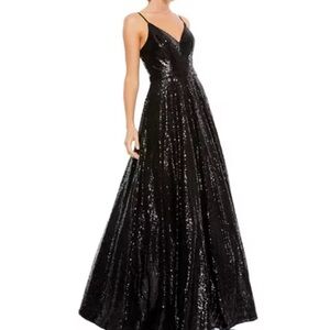 Mac Duggal Black Sequin Prom Dress